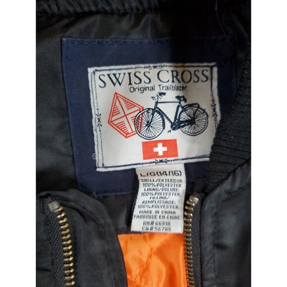 Swiss Cross Original Trailblazer Black Bomber Jacket Youth Size Large (14/16) - Picture 3 of 16